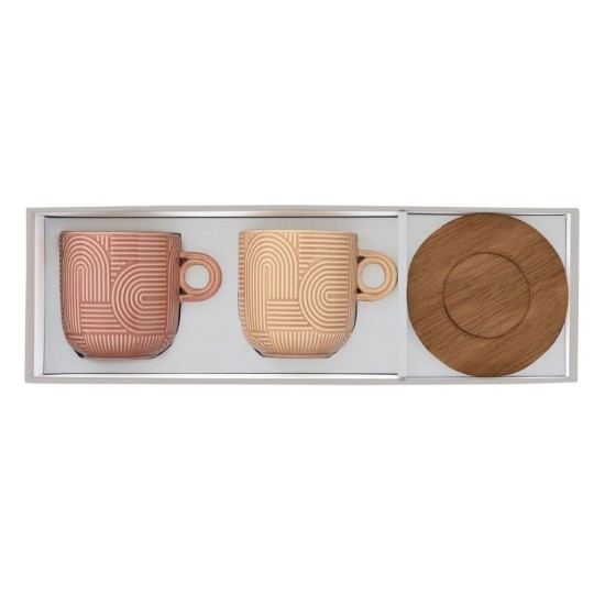 Set od 2 porcelanske šolje, 250 ml, sa tanjirom bagrema, "Take a Loop", Braun - Easy Life