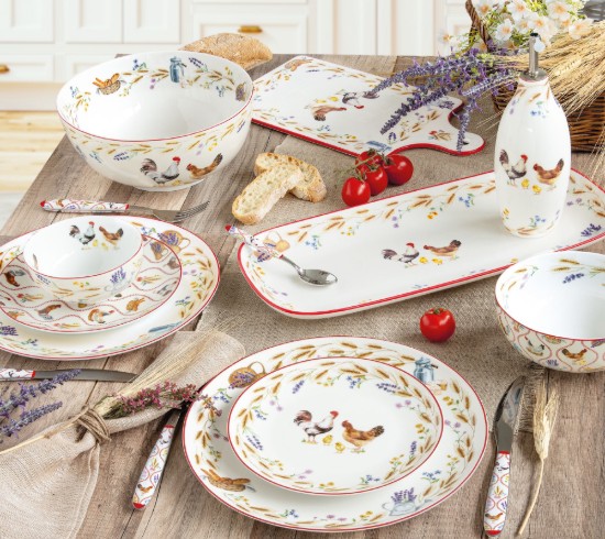 Serviertablett, Porzellan, 35 x 15 cm, "Country Life" - Nuova R2S