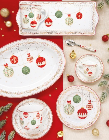 Service à dessert 4 pièces, porcelaine, 19cm, "Christmas Eve" - ​​Easy Life