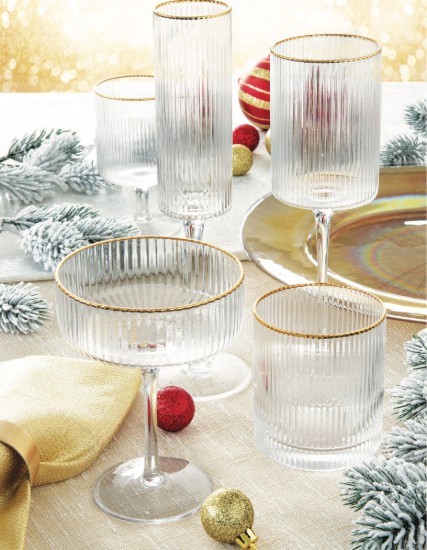 Set of 2 drinking glasses, made from glass, 320 ml, "Gold" - Nuova R2S