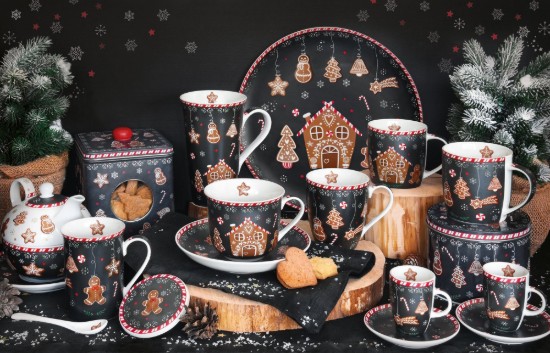 Teacup with saucer, porcelain, 400 ml, "GINGERBREAD" - Easy Life brand