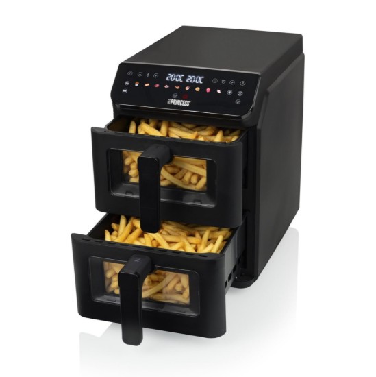 Doppelte Heißluftfritteuse, 5,6+5,6 L, 3000 W, Schwarz - Princess