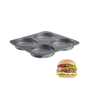 Baking tray for 4 burger buns, perforated, steel, 28 x 28 cm - Westmark