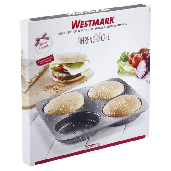 Baking tray for 4 burger buns, perforated, steel, 28 x 28 cm - Westmark