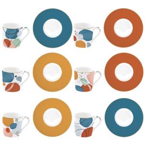 Set 6 skodelic in krožničkov, porcelan, 100ml, "Shapes" - Nuova R2S