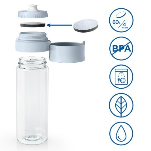 BRITA Vital filter bottle (Lightblue), 600 ml + 2 MicroDisc filters