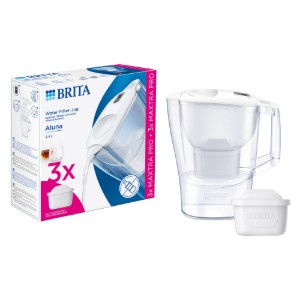 Pack de inicio de filtración de agua BRITA Aluna 2,4 L (blanco) + 3 filtros Maxtra PRO