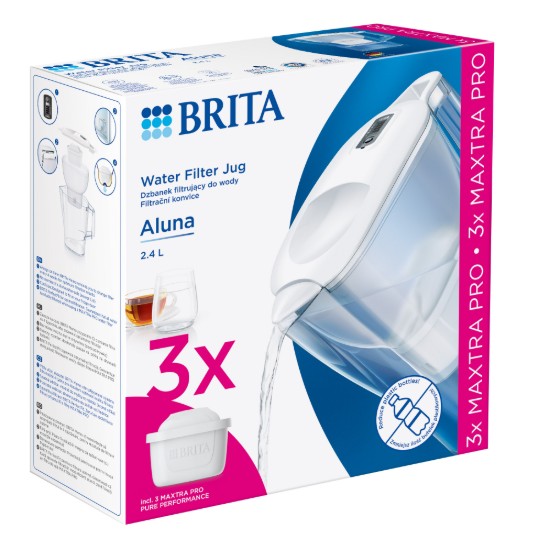 Waterfiltratie startpakket BRITA Aluna 2,4 L (wit) + 3 filters Maxtra PRO