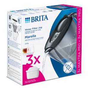 BRITA Marella 2.4L starter pack + 3 Maxtra PRO filters (grey)