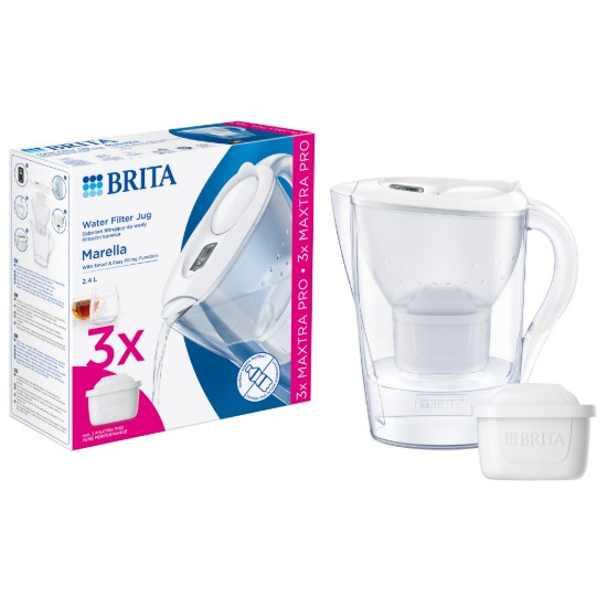 BRITA Marella 2.4L starteris paketas + 3 Maxtra PRO filtrai (balti)
