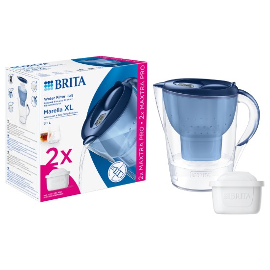 BRITA Marella XL 3,5 literes kezdőcsomag + 2 Maxtra PRO szűrő (kék)