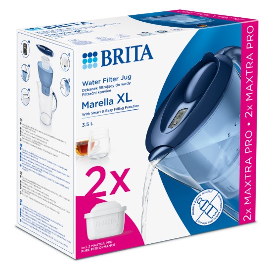 BRITA Marella XL 3,5 literes kezdőcsomag + 2 Maxtra PRO szűrő (kék)
