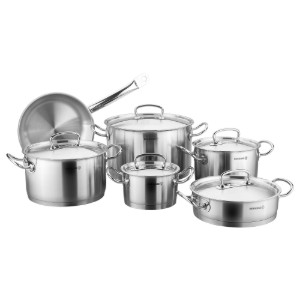 11-delige pannenset, roestvrij staal, "Proline" - Korkmaz