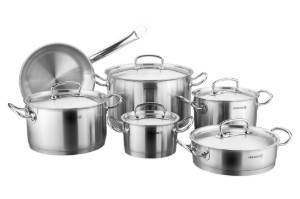 11-delige pannenset, roestvrij staal, "Proline" - Korkmaz