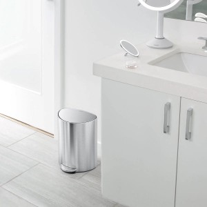 Cos de gunoi semi-rotund, cu pedala, 6 L, inox, Brushed - simplehuman