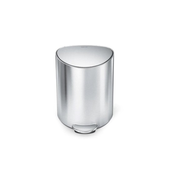 Kontenitur taż-żibel tal-pedala semi-tonda, 6 L, azzar li ma jissaddadx, Brushed - simplehuman