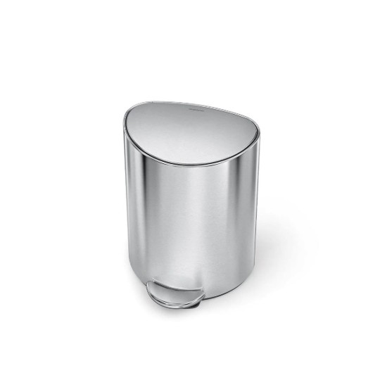 Kontenitur taż-żibel tal-pedala semi-tonda, 6 L, azzar li ma jissaddadx, Brushed - simplehuman