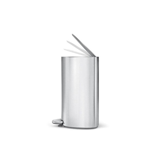 Kontenitur taż-żibel tal-pedala semi-tonda, 6 L, azzar li ma jissaddadx, Brushed - simplehuman