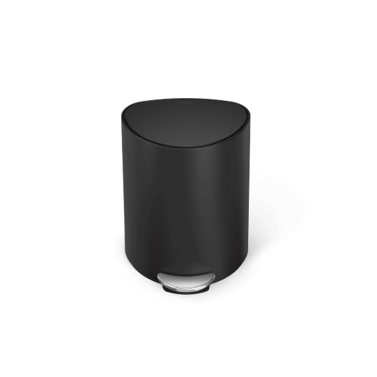 Landa taż-żibel semi-tonda bil-pedala, 6 L, azzar inossidabbli, Matte Black - simplehuman