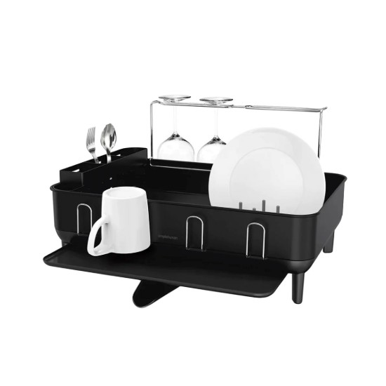 Oppvaskstativ, rustfritt stål, 56,6 x 51,4 x 29,2 cm, matt svart - simplehuman