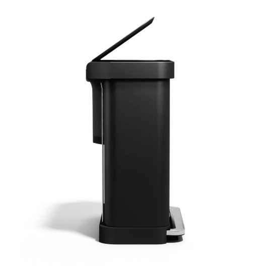 Landa taż-żibel bil-pedala, b'żewġ kompartimenti, 58 L, azzar inossidabbli, Matte Black - simplehuman