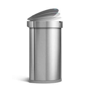 Papperskorgen med sensor, halvrund, 45 L, rostfritt stål - simplehuman