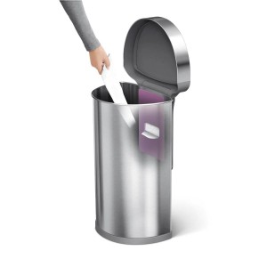 Papperskorgen med sensor, halvrund, 45 L, rostfritt stål - simplehuman