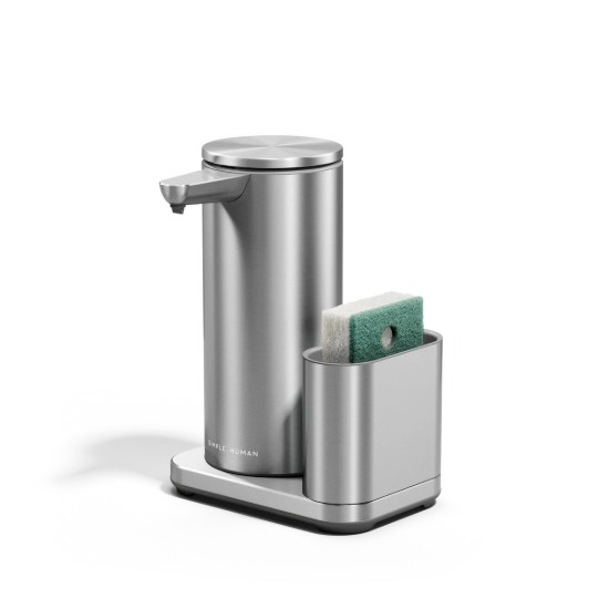 Dozownik do mydła z czujnikiem i uchwytem na gąbkę, 414 ml, stal nierdzewna, Brushed - simplehuman