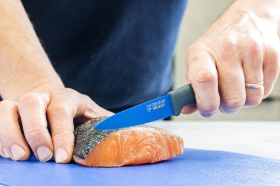 Veitsi hedelmien/vihanneksien kuorimiseen, 9,5 cm, sininen - Colourworks