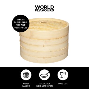 Steam cooking set, bamboo, 25 cm - Kitchen Craft brand