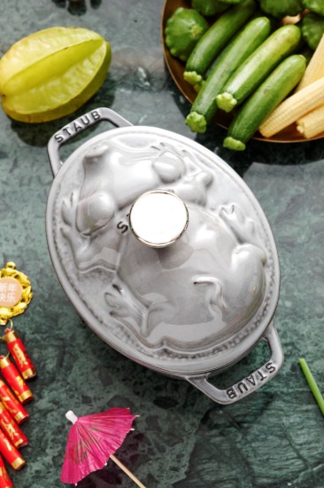 Pota cócaireachta "Cocotte cochon", iarann teilgthe, 17cm / 1L, Graphite Grey - Staub