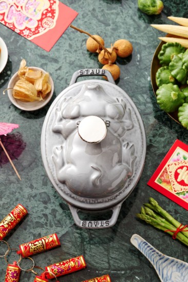 Pota cócaireachta "Cocotte cochon", iarann teilgthe, 17cm / 1L, Graphite Grey - Staub