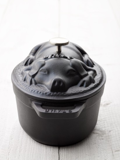 "Cocotte cochon" tencere, dökme demir, 17cm/1L, Black - Staub