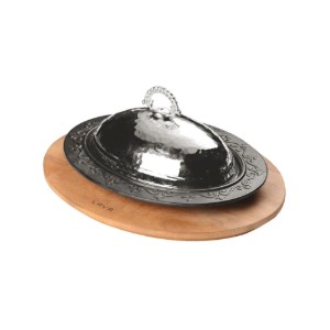 Plat de service ovale, 28 x 20 cm, avec support - LAVA