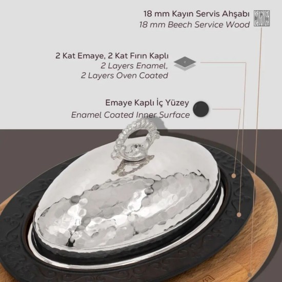 Ovāls servēšanas trauks, 28 x 20 cm, ar statīvu - LAVA