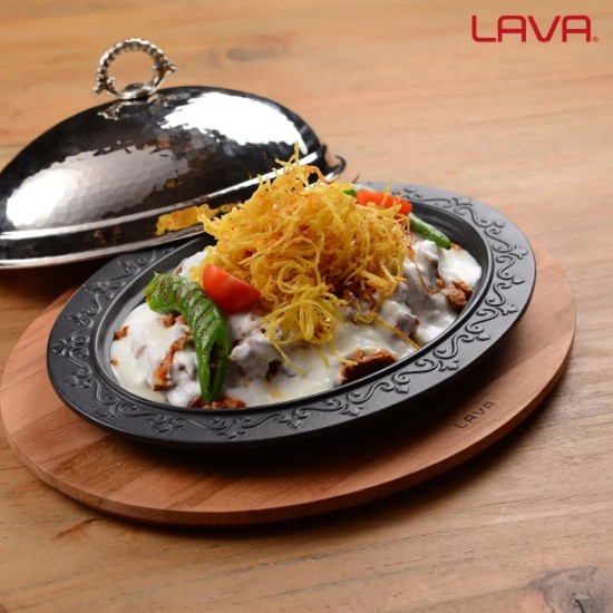 Sada servírovacej platne a oválneho zásobníka, 32 x 23 cm, LAVA