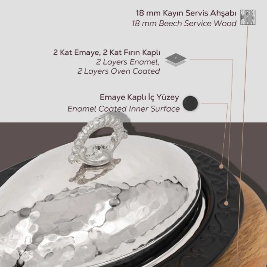 Sada servírovacej platne a oválneho zásobníka, 32 x 23 cm, LAVA