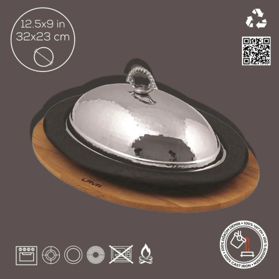 Sada servírovacej platne a oválneho zásobníka, 32 x 23 cm, LAVA