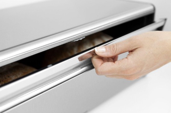 Panera de acero inoxidable, 46,5 x 25 cm, "Fall Front", Brilliant Steel - Brabantia