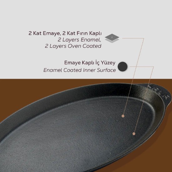 Cast iron fish pan, 16.5 x 34 cm - LAVA brand