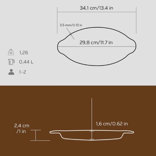 Cast iron fish pan, 16.5 x 34 cm - LAVA brand