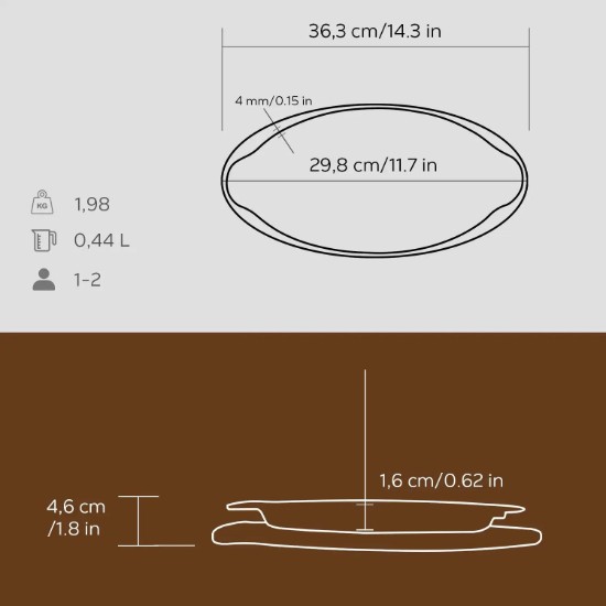 Liatinový zásobník na ryby, 15 x 29 cm, LAVA