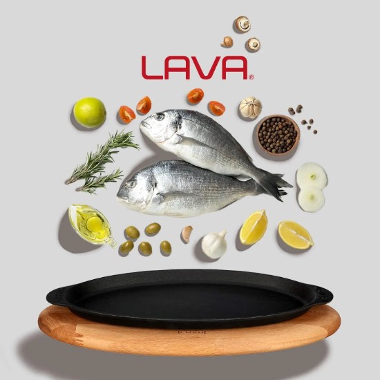 Støpejernsbrett for fisk, 15 x 29 cm, LAVA