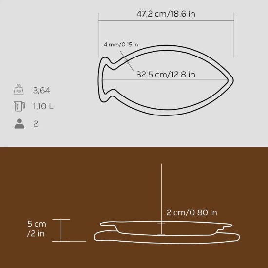 Bandeja de hierro fundido para pescado, 20 x 32 cm, LAVA
