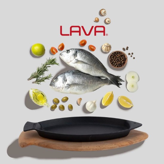 Bandeja de hierro fundido para pescado, 20 x 32 cm, LAVA