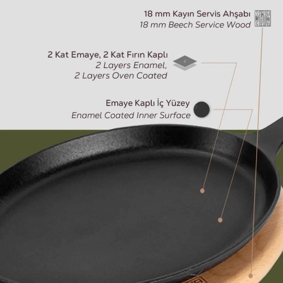 Овален тиган за фахита, 17 х 23 см, чугун - марка LAVA