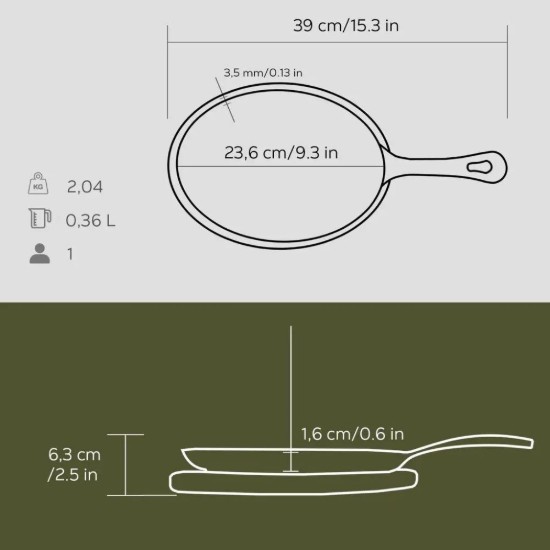 Овален тиган за фахита, 17 х 23 см, чугун - марка LAVA