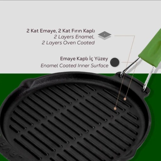 Grilovací pánev, kulatá, 23 cm, zelené madlo - značka LAVA