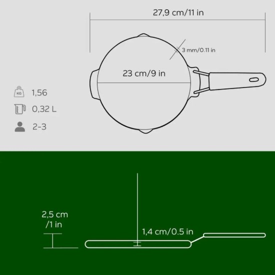 Grilovací pánev, kulatá, 23 cm, zelené madlo - značka LAVA