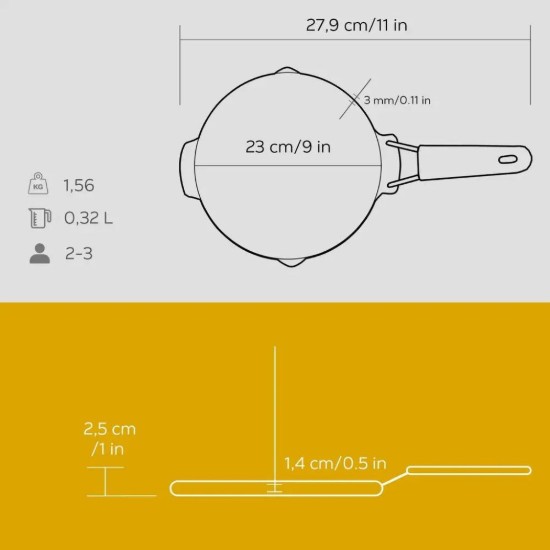 Runde Grillpfanne, 23 cm, gelber Griff - Marke LAVA